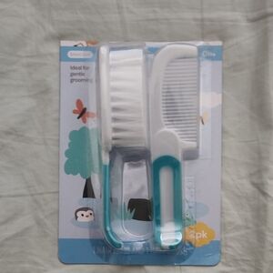 White and Blue Baby Hair Brush and Comb Set